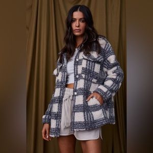 12th Tribe Captivate Charcoal Plaid Shacket